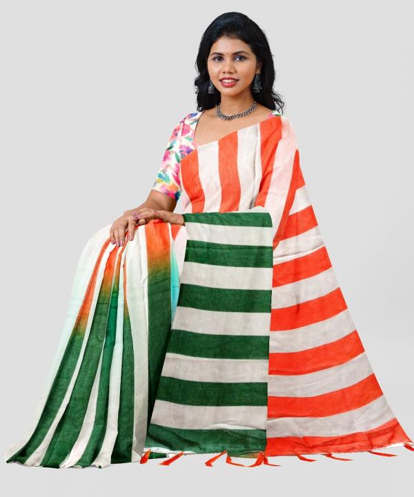 Sc Tiranga Linen Woven Linen Designer Saree Collection